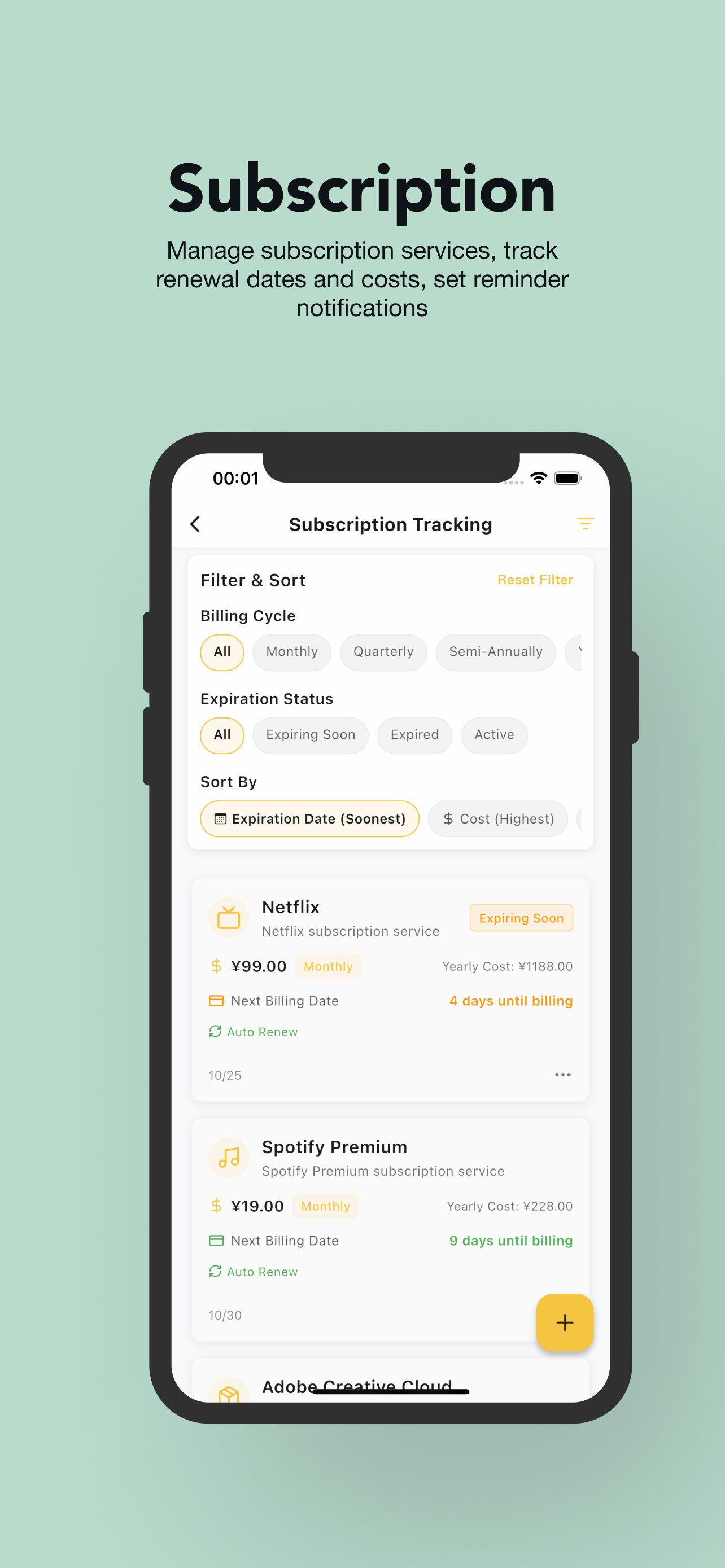 Subscription Tracking