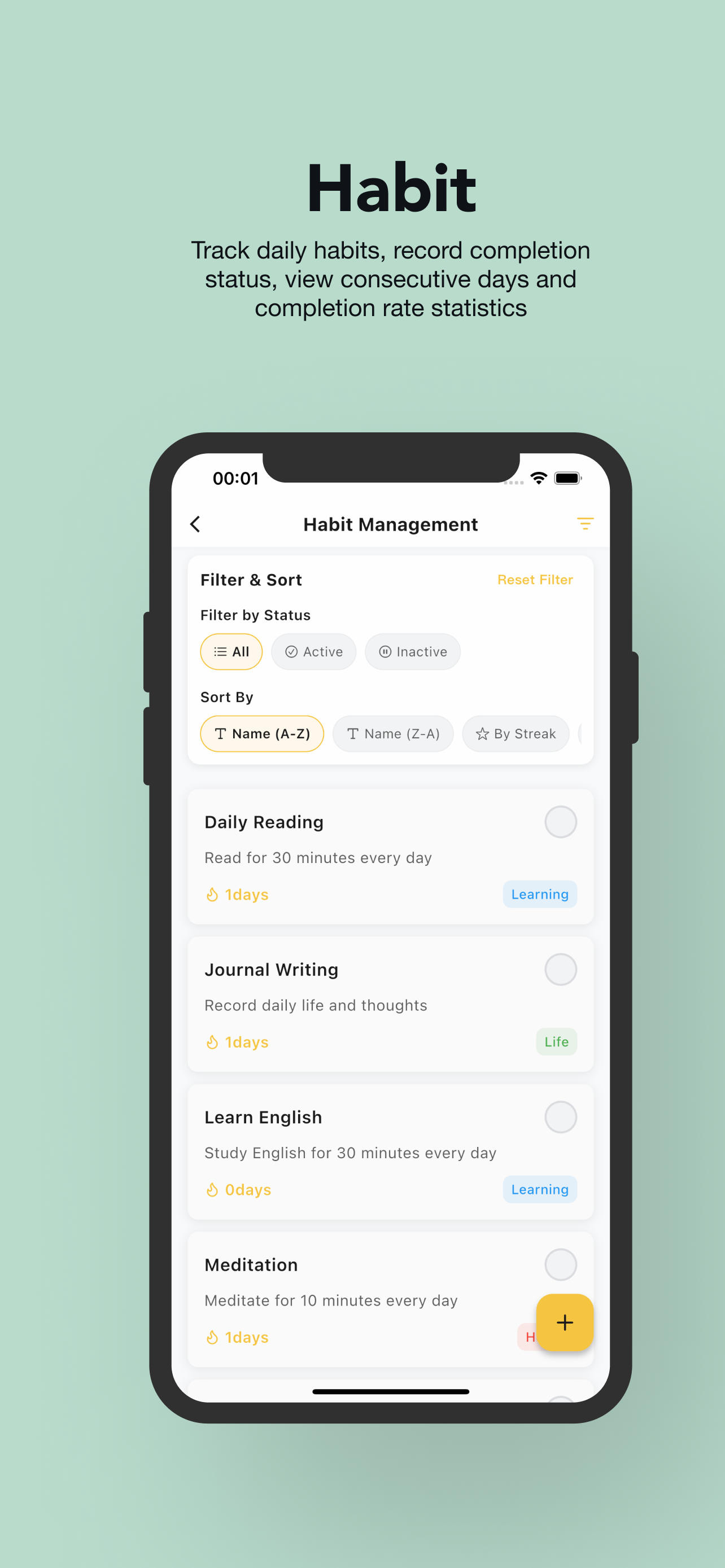 Habit Tracking Dashboard
