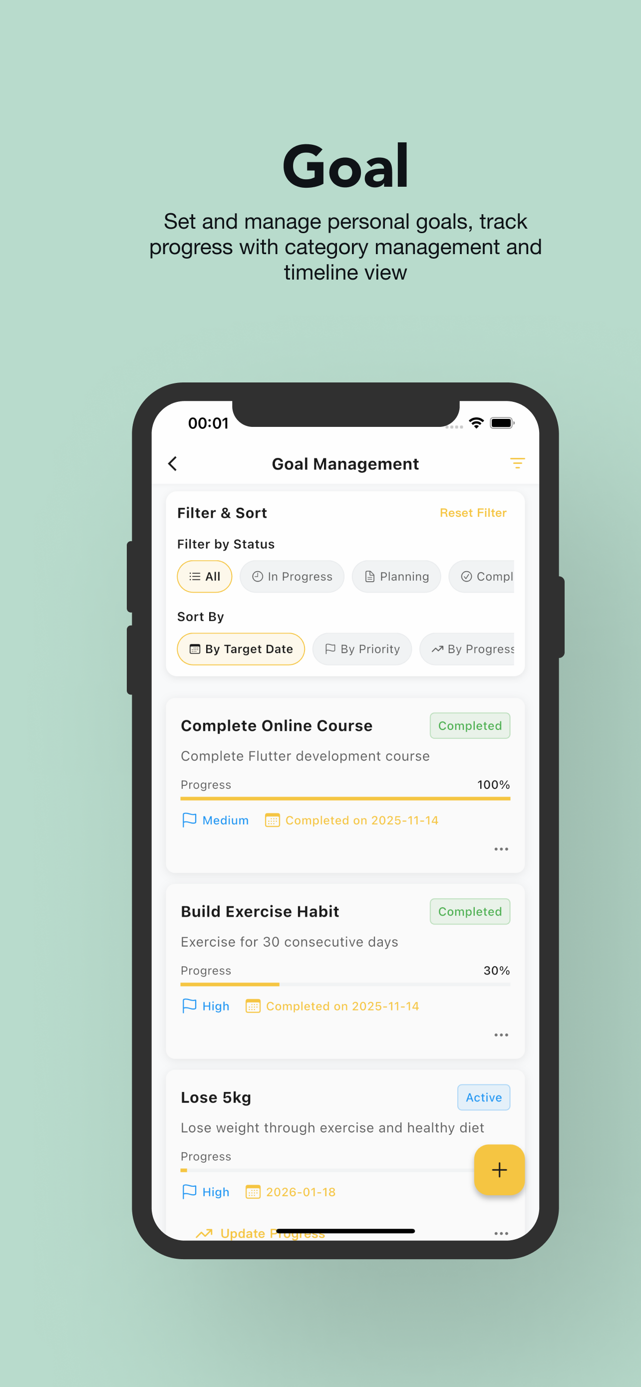 Goal Management Interface